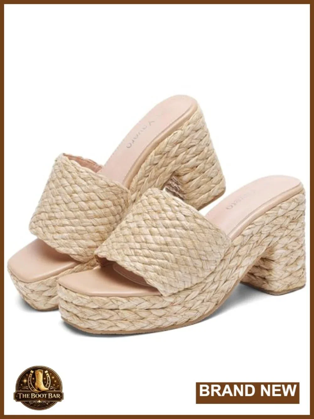 Raffia Espadrille Platform Sandals Woven Heels Square Toe Chunky Summer Wedges